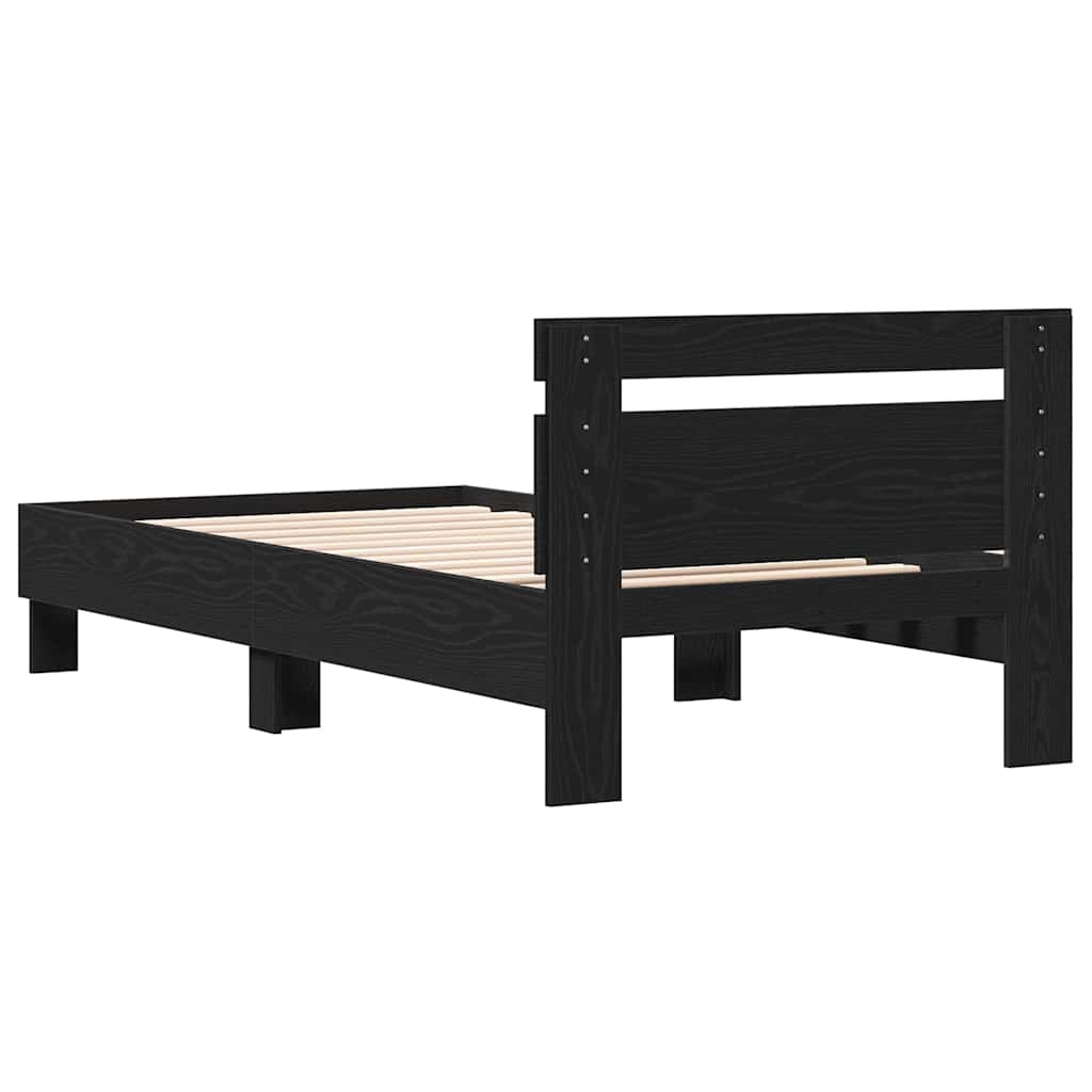 Bed Frame with Headboard Black oak 90 x 190 cm Engineered Wood